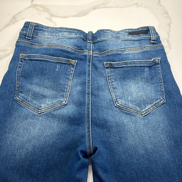 RISEN high rise button fly straight leg jean in medium wash - Picture 5 of 8